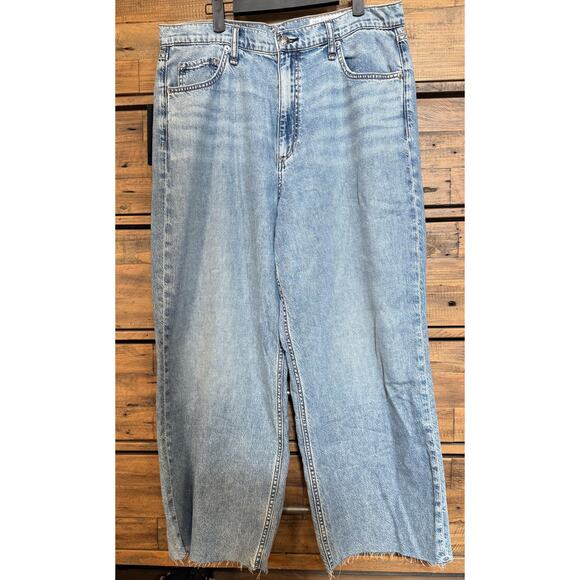 Rag & Bone Women's 32 Featherweight The Andi High Rise Ankle Wide Leg Raw Hem
